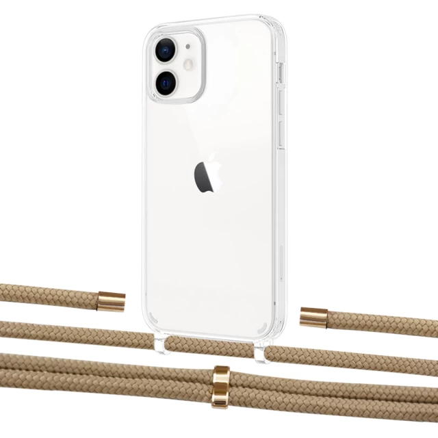 Чохол Upex Crossbody Protection Case для iPhone 12 | 12 Pro Crystal with Aide Sand and Cap Gold (UP103360)
