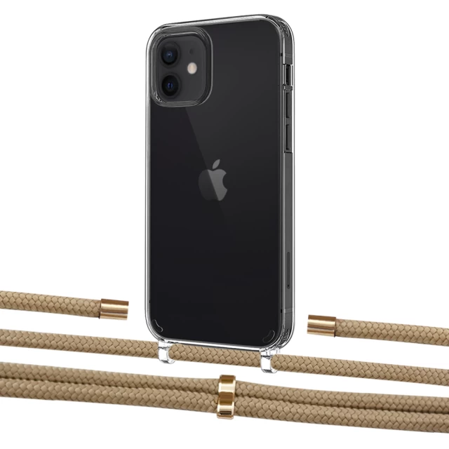 Чохол Upex Crossbody Protection Case для iPhone 12 | 12 Pro Crystal with Aide Sand and Cap Gold (UP103360)