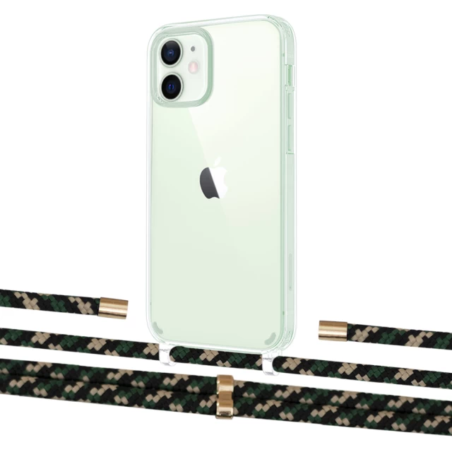 Чехол Upex Crossbody Protection Case для iPhone 12 mini Crystal with Aide Juniper Camouflage and Cap Gold (UP103652)