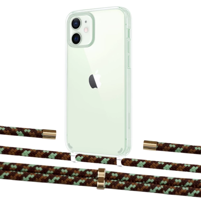 Чехол Upex Crossbody Protection Case для iPhone 12 mini Crystal with Aide Cinnamon Camouflage and Cap Gold (UP103653)