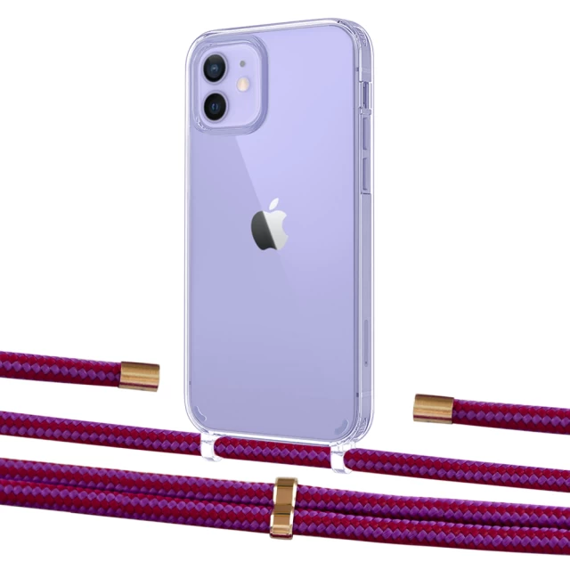 Чехол Upex Crossbody Protection Case для iPhone 12 | 12 Pro Crystal with Aide Rouge Cramoisi and Cap Gold (UP103379)