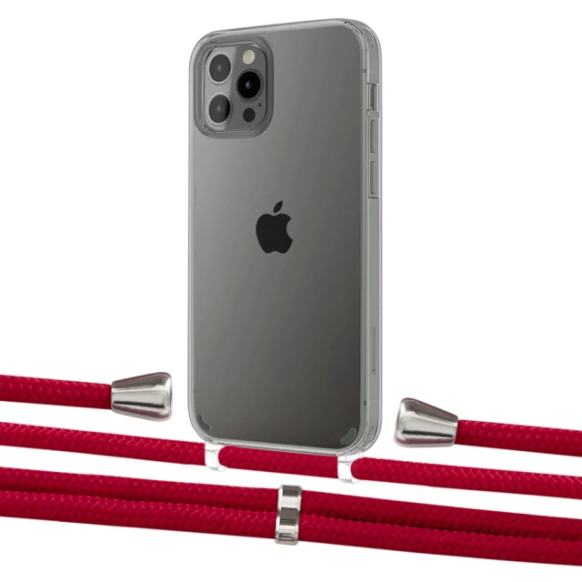Чехол Upex Crossbody Protection Case для iPhone 12 Pro Max Crystal with Aide Red and Casquette Silver (UP103802)