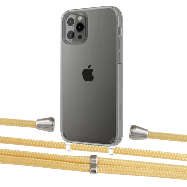 Чехол Upex Crossbody Protection Case для iPhone 12 | 12 Pro Crystal with Aide Banana and Casquette Silver (UP103258)