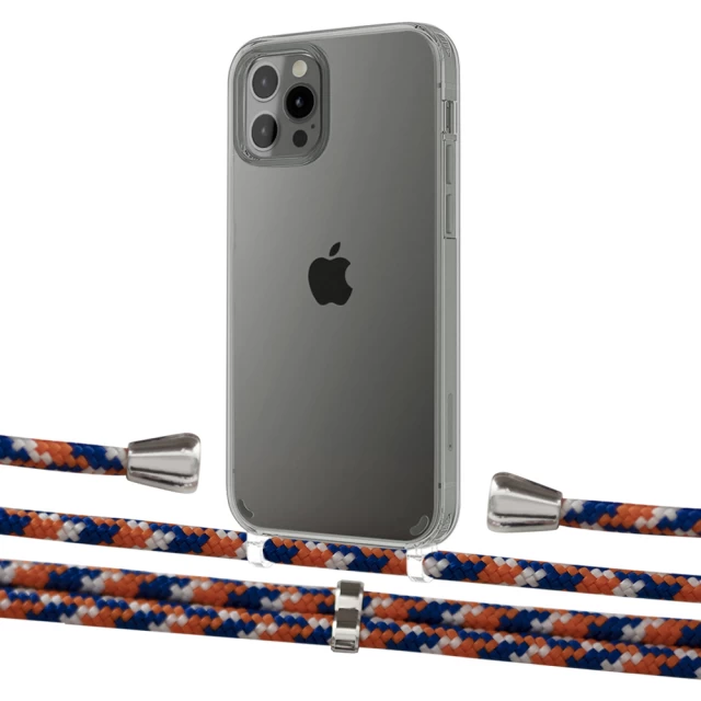 Чехол Upex Crossbody Protection Case для iPhone 12 | 12 Pro Crystal with Aide Orange Azure and Casquette Silver (UP103265)