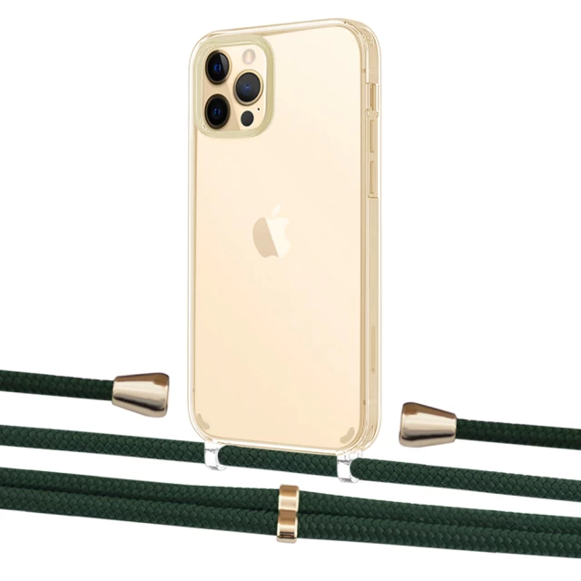 Чохол Upex Crossbody Protection Case для iPhone 12 Pro Max Crystal with Aide Cyprus Green and Casquette Gold (UP103844)