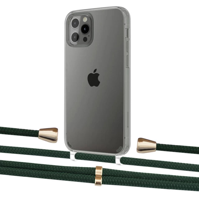 Чехол Upex Crossbody Protection Case для iPhone 12 Pro Max Crystal with Aide Cyprus Green and Casquette Gold (UP103844)