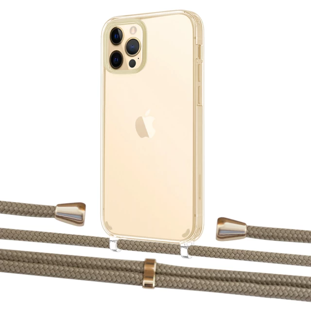 Чехол Upex Crossbody Protection Case для iPhone 12 | 12 Pro Crystal with Aide Champagne and Casquette Gold (UP103289)