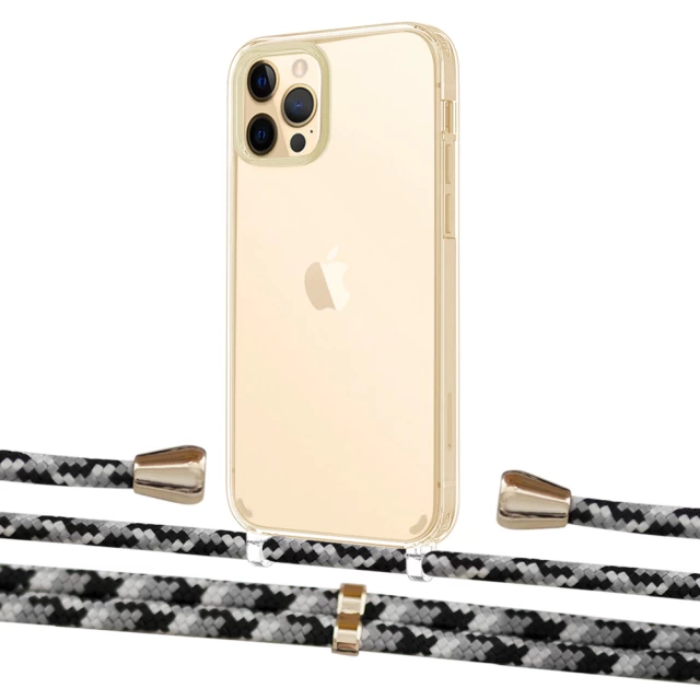 Чехол Upex Crossbody Protection Case для iPhone 12 | 12 Pro Crystal with Aide Life Road and Casquette Gold (UP103296)