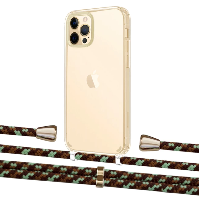 Чохол Upex Crossbody Protection Case для iPhone 12 Pro Max Crystal with Aide Cinnamon Camouflage and Casquette Gold (UP103863)