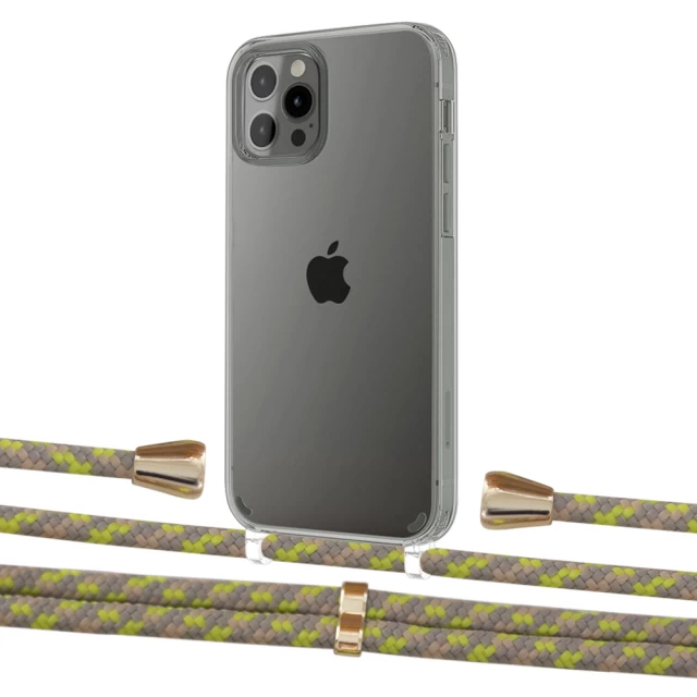 Чохол Upex Crossbody Protection Case для iPhone 12 | 12 Pro Crystal with Aide Lime Camouflage and Casquette Gold (UP103305)