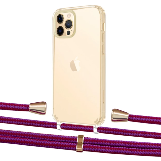 Чохол Upex Crossbody Protection Case для iPhone 12 | 12 Pro Crystal with Aide Rouge Cramoisi and Casquette Gold (UP103309)