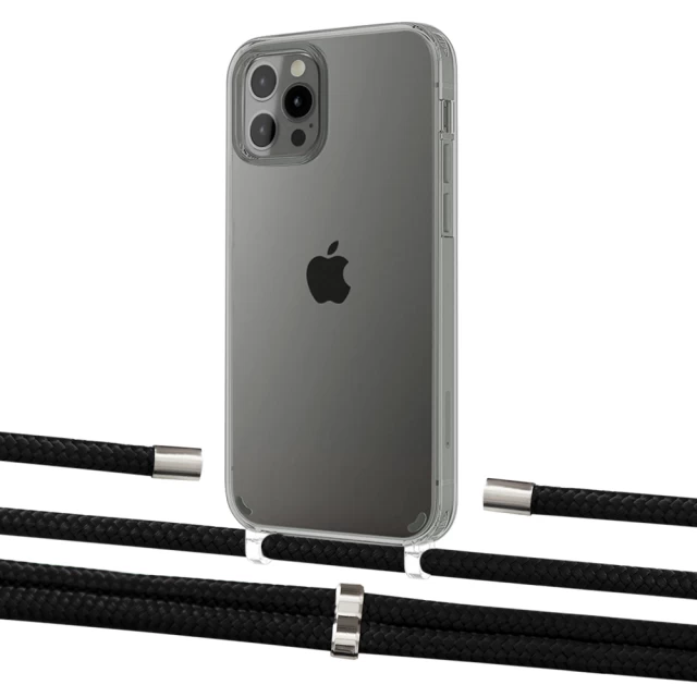 Чехол Upex Crossbody Protection Case для iPhone 12 | 12 Pro Crystal with Aide Black and Cap Silver (UP103311)