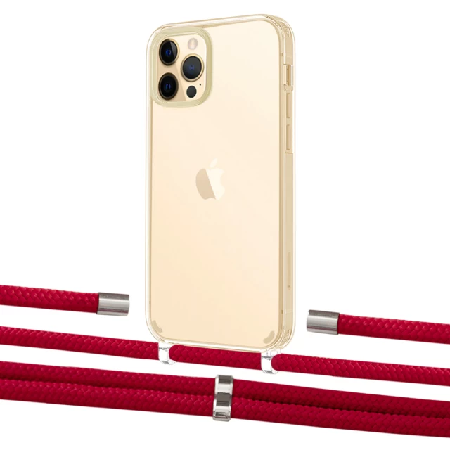 Чохол Upex Crossbody Protection Case для iPhone 12 | 12 Pro Crystal with Aide Red and Cap Silver (UP103312)
