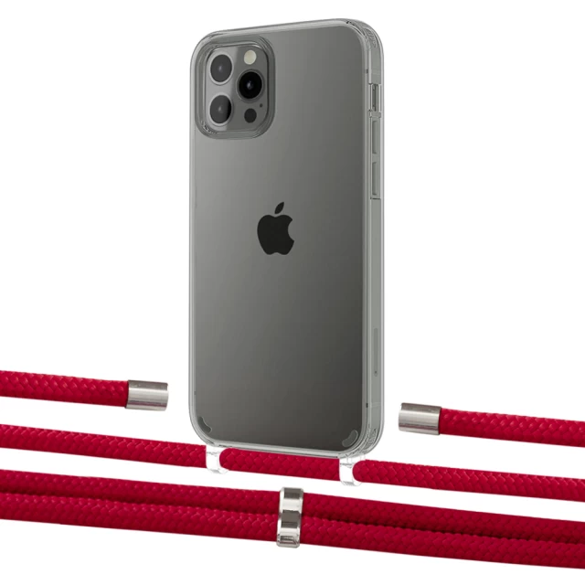 Чохол Upex Crossbody Protection Case для iPhone 12 Pro Max Crystal with Aide Red and Cap Silver (UP103872)