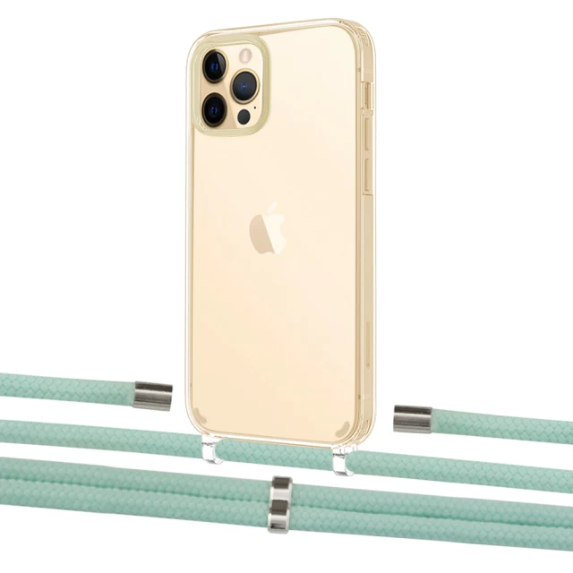 Чохол Upex Crossbody Protection Case для iPhone 12 | 12 Pro Crystal with Aide Pistachio and Cap Silver (UP103316)