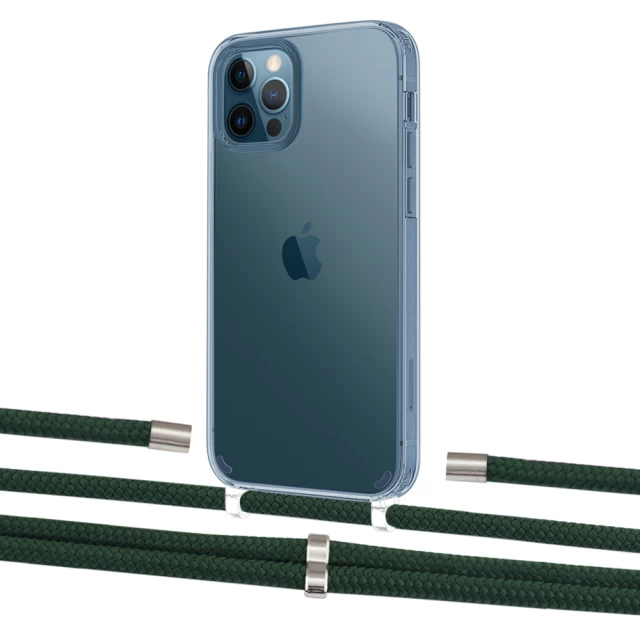 Чехол Upex Crossbody Protection Case для iPhone 12 | 12 Pro Crystal with Aide Cyprus Green and Cap Silver (UP103319)
