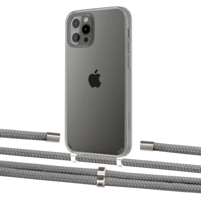 Чехол Upex Crossbody Protection Case для iPhone 12 | 12 Pro Crystal with Aide Gray and Cap Silver (UP103322)
