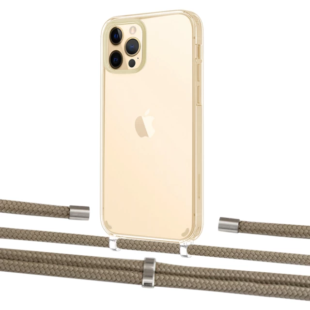 Чехол Upex Crossbody Protection Case для iPhone 12 | 12 Pro Crystal with Aide Champagne and Cap Silver (UP103324)
