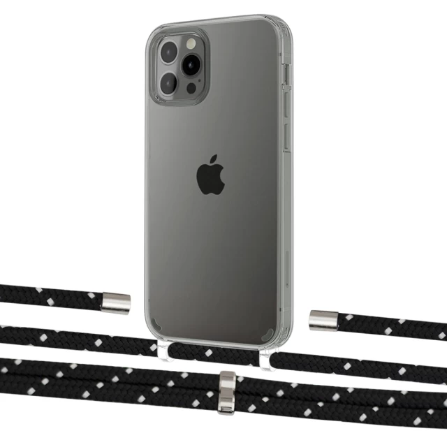 Чохол Upex Crossbody Protection Case для iPhone 12 Pro Max Crystal with Aide Black Dots and Cap Silver (UP103890)
