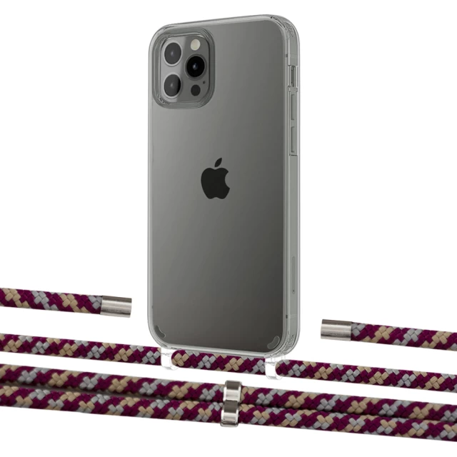 Чохол Upex Crossbody Protection Case для iPhone 12 Pro Max Crystal with Aide Burgundy Camouflage and Cap Silver (UP103896)