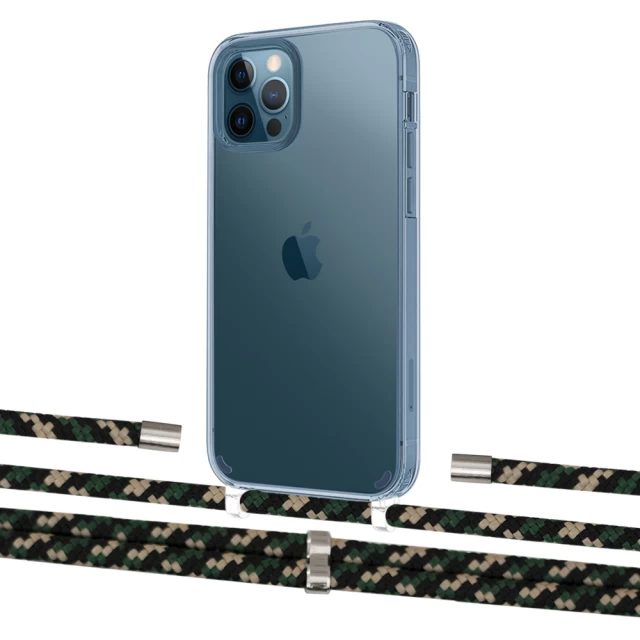 Чохол Upex Crossbody Protection Case для iPhone 12 | 12 Pro Crystal with Aide Juniper Camouflage and Cap Silver (UP103337)