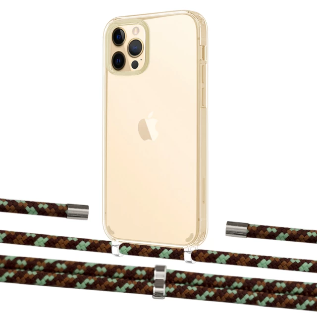 Чохол Upex Crossbody Protection Case для iPhone 12 | 12 Pro Crystal with Aide Cinnamon Camouflage and Cap Silver (UP103338)