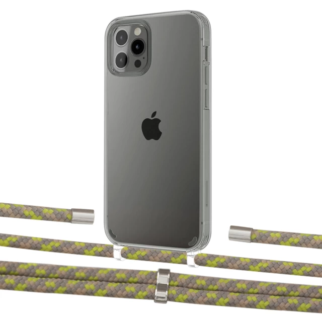 Чехол Upex Crossbody Protection Case для iPhone 12 | 12 Pro Crystal with Aide Lime Camouflage and Cap Silver (UP103340)