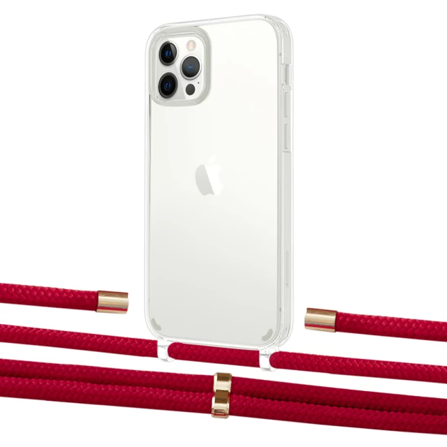 Чехол Upex Crossbody Protection Case для iPhone 12 Pro Max Crystal with Aide Red and Cap Gold (UP103907)