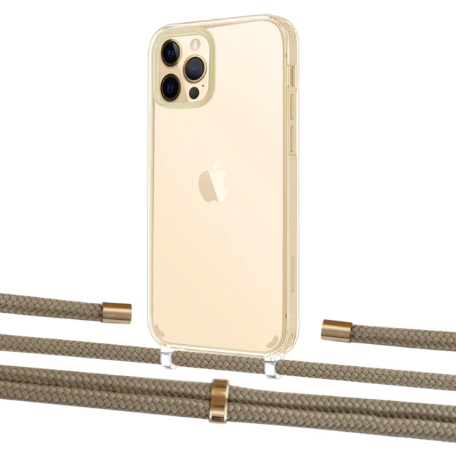 Чехол Upex Crossbody Protection Case для iPhone 12 | 12 Pro Crystal with Aide Champagne and Cap Gold (UP103359)