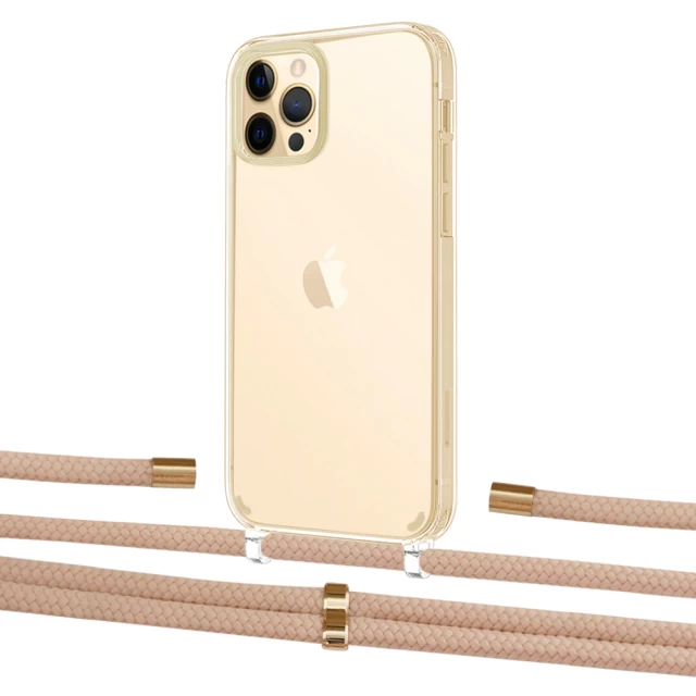 Чехол Upex Crossbody Protection Case для iPhone 12 | 12 Pro Crystal with Aide Creole Pink and Cap Gold (UP103362)