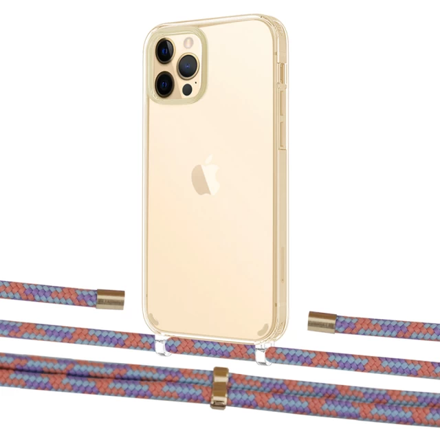 Чехол Upex Crossbody Protection Case для iPhone 12 | 12 Pro Crystal with Aide Blue Sunset and Cap Gold (UP103369)
