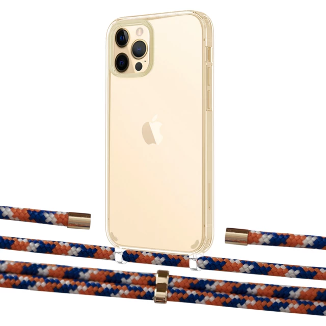 Чехол Upex Crossbody Protection Case для iPhone 12 | 12 Pro Crystal with Aide Orange Azure and Cap Gold (UP103370)
