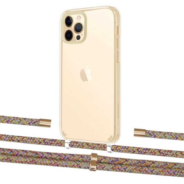 Чехол Upex Crossbody Protection Case для iPhone 12 | 12 Pro Crystal with Aide Confondre and Cap Gold (UP103377)