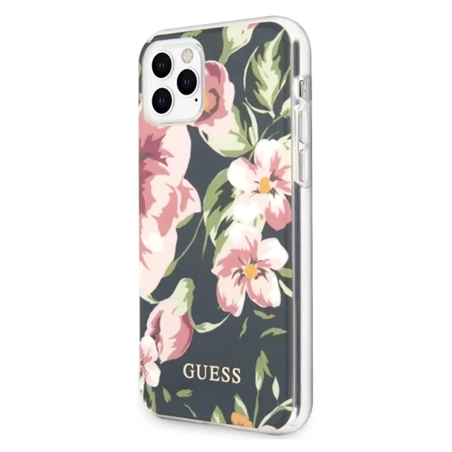 Чехол Guess Flower Collection для iPhone 11 Pro Blue (GUHCN58IMLFL03)