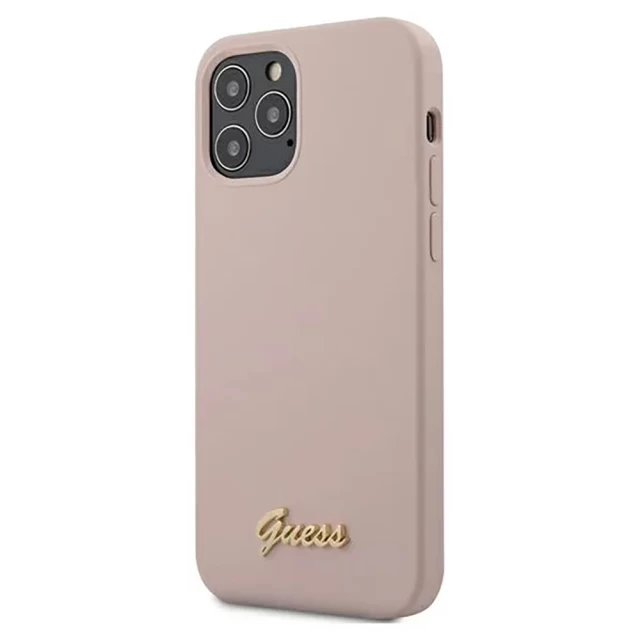 Чохол Guess Silicone Script Logo для iPhone 12 | 12 Pro Pink (GUHCP12MLSLMGLP)