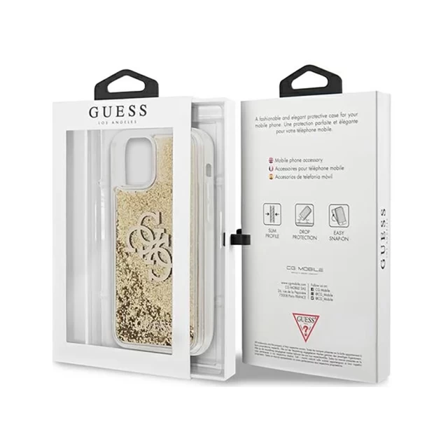 Чехол Guess 4G Big Liquid Glitter для iPhone 12 | 12 Pro Gold (GUHCP12MLG4GGO)