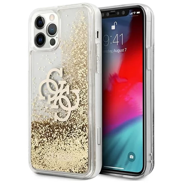 Чохол Guess 4G Big Liquid Glitter для iPhone 12 | 12 Pro Gold (GUHCP12MLG4GGO)