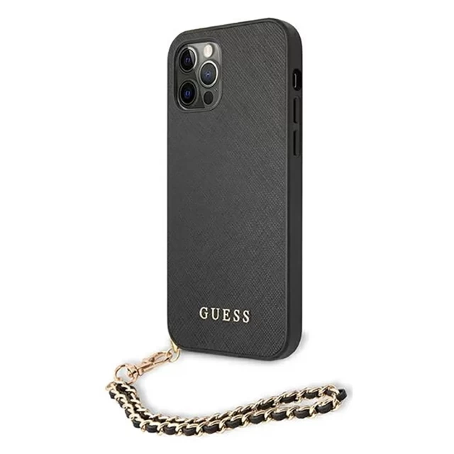 Чохол Guess Saffiano Chain для iPhone 12 | 12 Pro Black (GUHCP12MSASGBK)