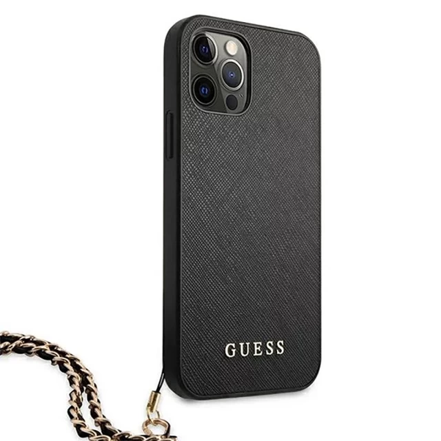 Чохол Guess Saffiano Chain для iPhone 12 | 12 Pro Black (GUHCP12MSASGBK)