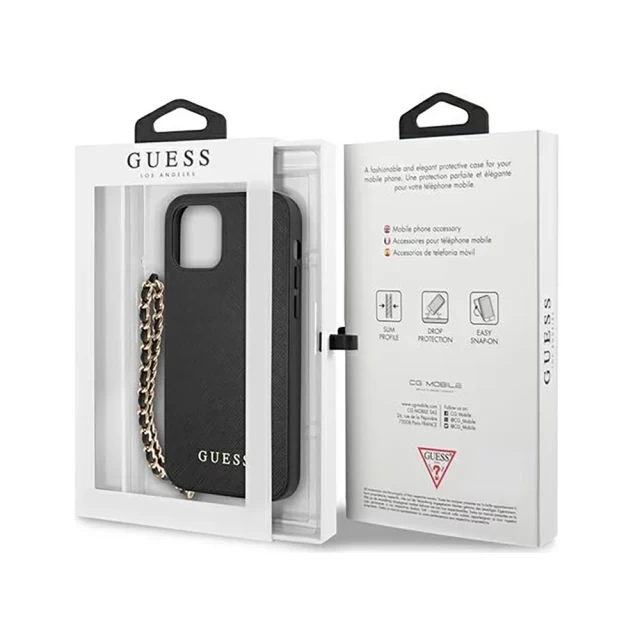 Чохол Guess Saffiano Chain для iPhone 12 | 12 Pro Black (GUHCP12MSASGBK)