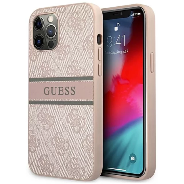 Чехол Guess 4G Stripe для iPhone 12 | 12 Pro Pink (GUHCP12M4GDPI)