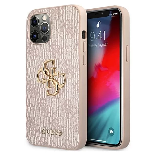 Чохол Guess 4G Big Metal Logo для iPhone 12 | 12 Pro Pink (GUHCP12M4GMGPI)