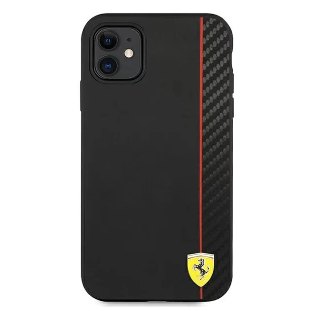 Чехол Ferrari для iPhone 11 On Track Carbon Stripe Black (FESAXHCN61BK)