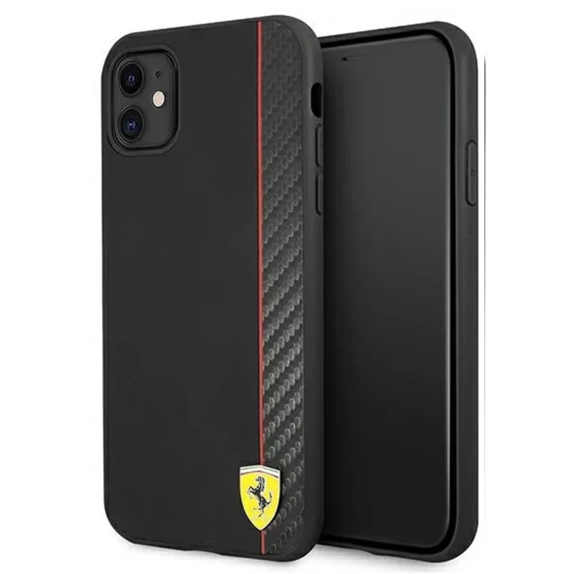 Чохол Ferrari для iPhone 11 On Track Carbon Stripe Black (FESAXHCN61BK)
