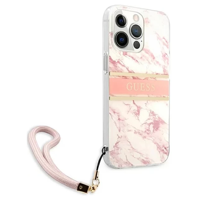 Чохол Guess Marble Strap для iPhone 13 Pro Pink (GUHCP13LKMABPI)