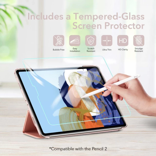 Чохол ESR Ascend Trifold & Tempered Glass для iPad Pro 11 2021 | 2020 Rose Gold (19449)