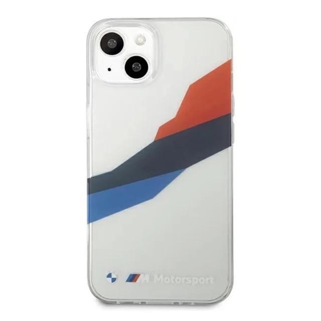 Чехол BMW для iPhone 13 Tricolor Stripes Transparent (BMHCP13MSKTGT)