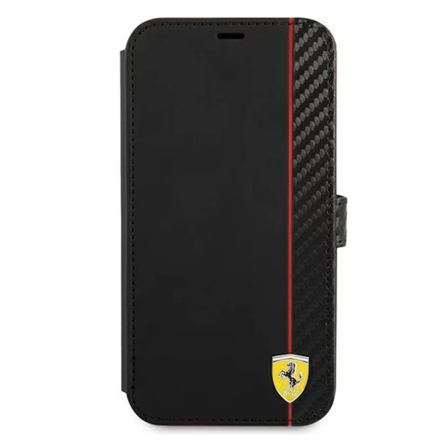Чохол-книжка Ferrari для iPhone 13 | 13 Pro On Track Carbon Stripe Black (FESAXFLBKP13LBK)