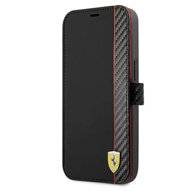 Чехол-книжка Ferrari для iPhone 13 | 13 Pro On Track Carbon Stripe Black (FESAXFLBKP13LBK)