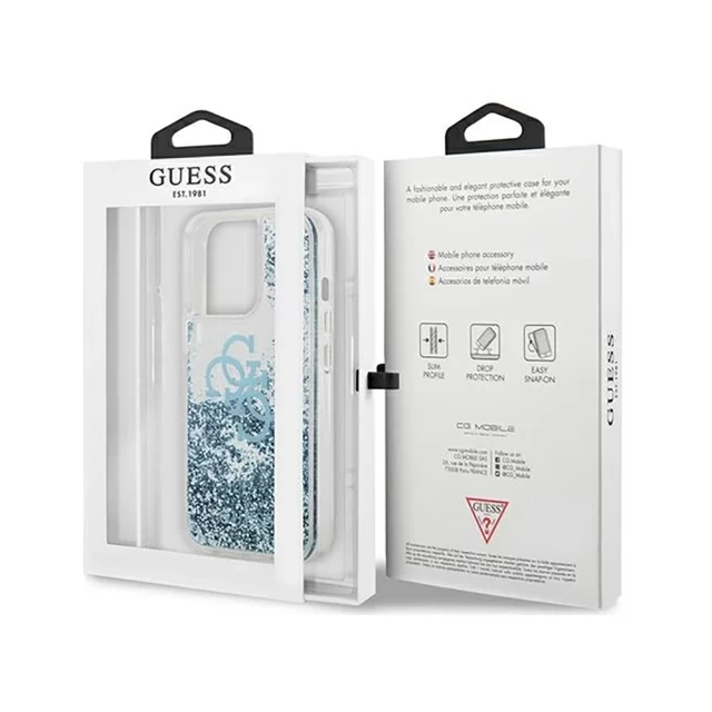 Чехол Guess 4G Big Liquid Glitter для iPhone 13 Pro Blue (GUHCP13LLG4GBL)